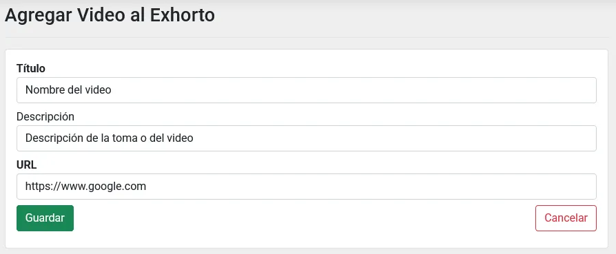 Formulario Enlace de Video