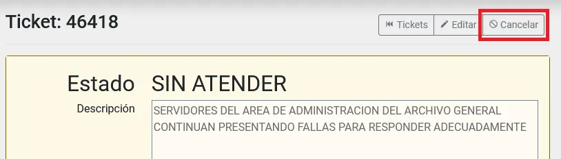 botón cancelar tickets